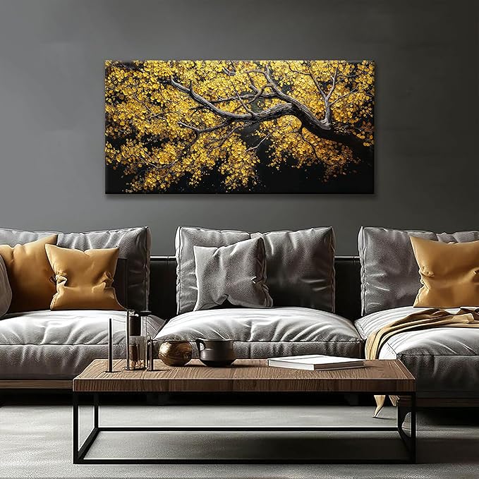 Canvas Wall Art Decor Painting Gold Tree Plants Abstract Wall Decor Botanical Modern Wall Art Print Paintings Decorations Artwork Pictures For Bedroom Living Room Home Office Artwork 20"×40"-Ruum Studio Home