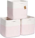 NaturalCozy Storage Cubes 11 Inch Cotton Rope Woven Baskets for Organizing, 3-Pack | Cube Storage Bin | Square Storage Baskets for Shelves Organizer, Classroom, Kids Toy Bins, Closet, Baby Nursery-Ruum Studio Home