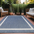 Bordered Outdoor Rug 8x10 Washable Outside Carpet for Indoor Patio Porch Waterproof Easy Cleaning Non Shedding Area Rugs Blue 8 x 10-Ruum Studio Home