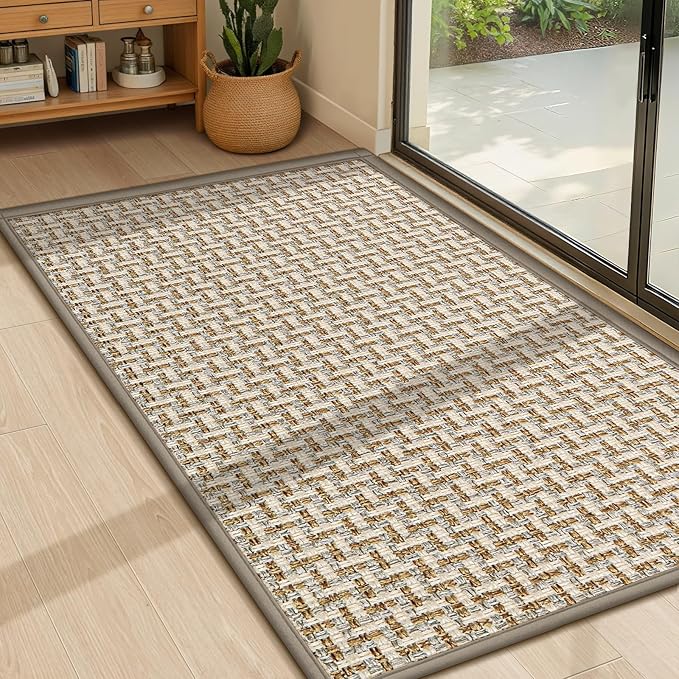 LEKEEPGO Door Mat Indoor Entrance 24"x36", Absorbent Indoor Door Mat, Non Slip Rubber Backing Inside Door Mats, Washable Floor Mat, Low-Profile Doormat for Front Door, Entryway, Entrance, Grey-Ruum Studio Home