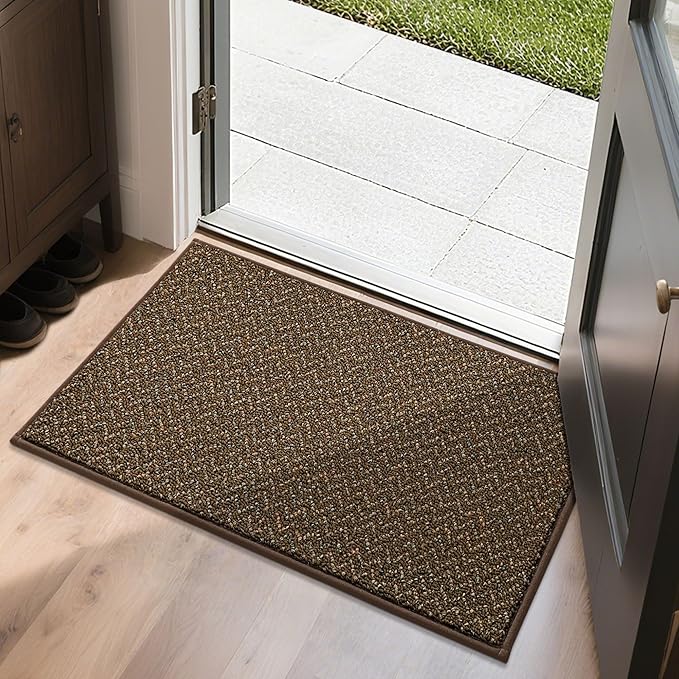 COSY HOMEER-Door-Mat 20" x 32" Non Slip Absorbent Entryway Rugs Dirt Trapper Doormats Washable Entrance Mats Low Pile Welcome Floor Mat for Front Back Door and Entry Mats,Brown-Ruum Studio Home