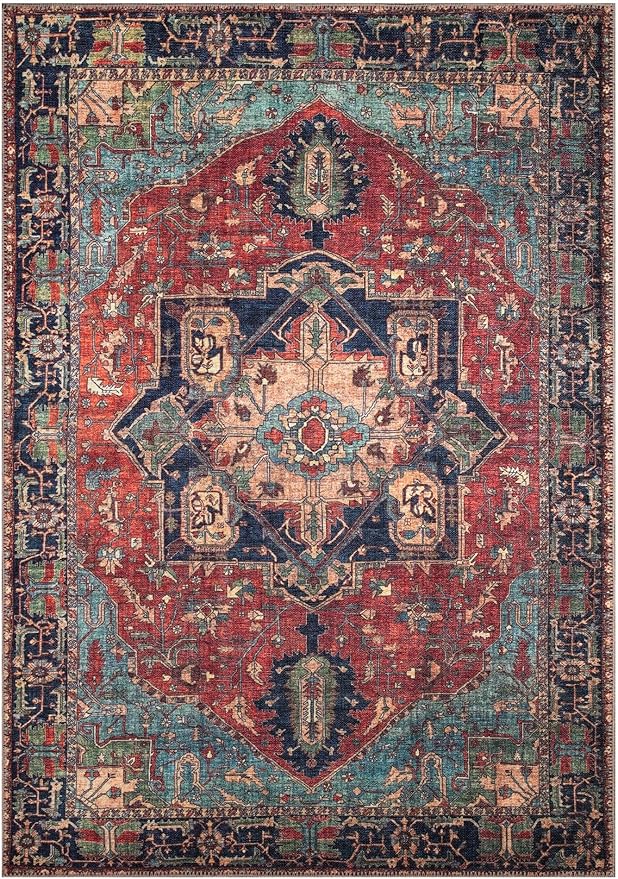 Keen Home Design 5x7 Rug - Machine Washable Area Rug with Non-Slip Backing, Ideal for Living Room, Dining Room, Bedroom - Vintage, Easy Clean, Durable, Low Pile Rug - (5' x 7')-Ruum Studio Home