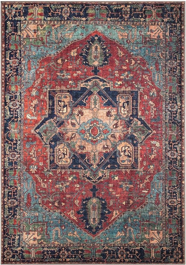 Keen Home Design 8x10 Rug - Machine Washable Area Rug with Non-Slip Backing, Ideal for Living Room, Dining Room, Bedroom - Vintage, Easy Clean, Durable, Low Pile Rug - (8' x 10')-Ruum Studio Home