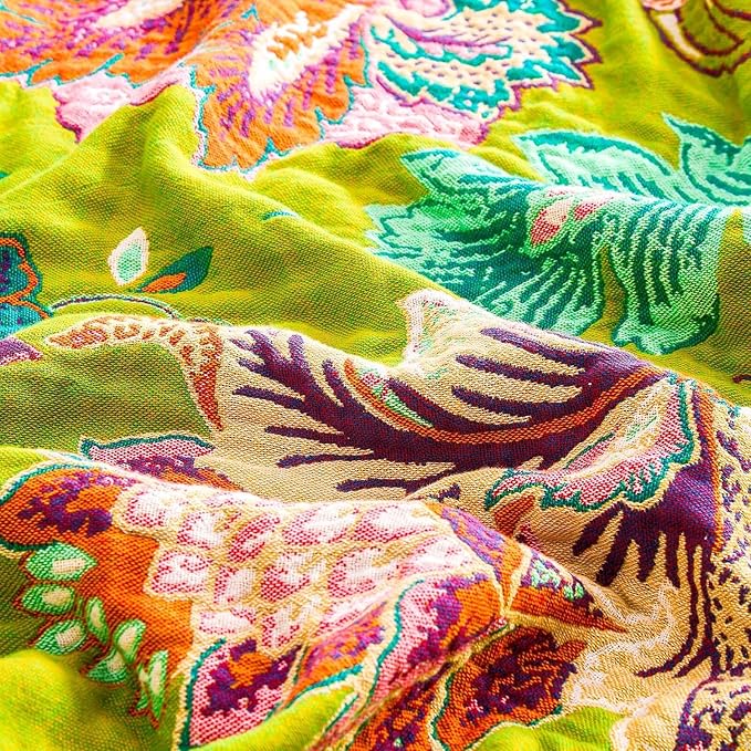 Fall Throw Blanket, 100% Cotton Soft Rustic Boho Throw Blanket for Bed, 50"x60" Farmhouse Decor Bed Flower Blankets, Light Weight Reversible Bohemian Throw Quilt-Ruum Studio Home