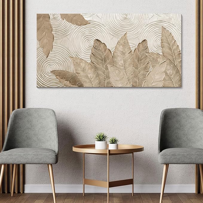 Minimalist & Modern Art for Bedroom Decor Framed Abstract Artwork for Walls Neutral & Contemporary Beige Wall art - Artwork for Living Room and Boho Style Large Abstract Wall Art 29×58IN-Ruum Studio Home