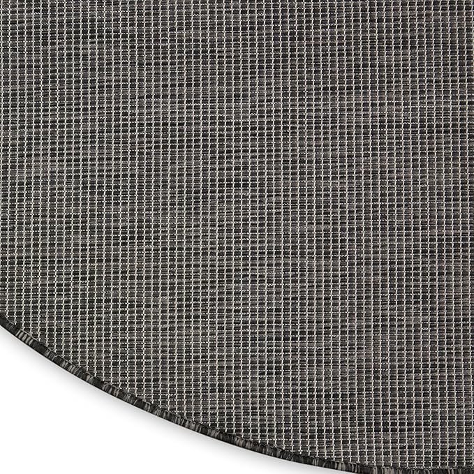 Nourison Positano Indoor/Outdoor Charcoal 6' x Round Area Rug, Easy Cleaning, Non Shedding, Bed Room, Living Room, Dining Room, Backyard, Deck, Patio (6 Round)-Ruum Studio Home