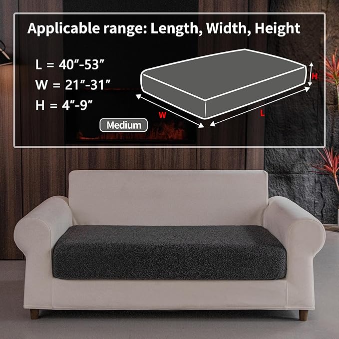 Couch Cushion Covers for Sectional Sofa, Stretch Soft Sofa Slipcovers Washable Wear-Resistant Universal Furniture Protector for Living Room(1 Piece Loveseat Cover, Dark Gray)-Ruum Studio Home