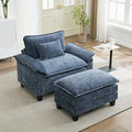 URRED Modular Sectional Sofa Comfy Cloud Couch, Modern Chenille Sofa Sleeper Deep Seat Couches with Ottoman/Pillows for Living Room (Blue, 53''- Ottoman)-Ruum Studio Home