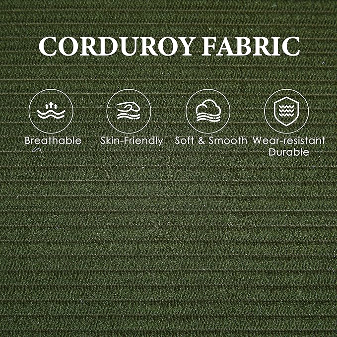 URRED Modular Sectional Sofa Comfy Cloud Couch, Modern Corduroy Sofa Sleeper Deep Seat Couches with Ottoman/Pillows for Living Room (Green, 117''- L Shape)-Ruum Studio Home