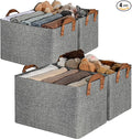 GRANNY SAYS Closet Storage Baskets, Collapsible Fabric Storage Bins with Metal Frame, Clothes Organizer Bins, Extra Large Baskets for Shelves, Gray, 4-Pack-Ruum Studio Home