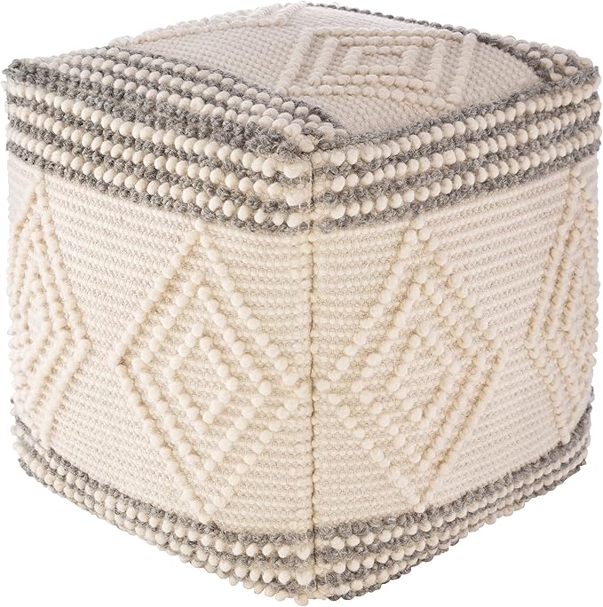 Mark&Day Pouf Ottoman, Prellenkirchen Modern Charcoal Cube Pouf Foot Rest for Living Room, Bedroom and Boho Home Decor (18"x18"x18")-Ruum Studio Home