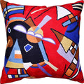 Kandinsky Contemporary Throw Pillow Cover - Bright | Red Modern Pillow Cases | Abstract Accent Pillows | Contemporary Couch Cushions | Hand Embroidered Cushion | Wool Size 18x18-Ruum Studio Home