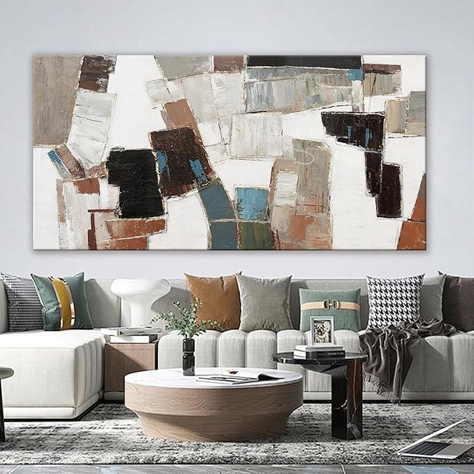 Abstract Wall Art Large Canvas Wall Art Decor Modern Wall Art Decor Minimalist Geometric Line Wall Decor Artwork for Walls Textured Wall Art Prints For Room Living Room Bedroom Office Wall Decor 29"X58"-Ruum Studio Home