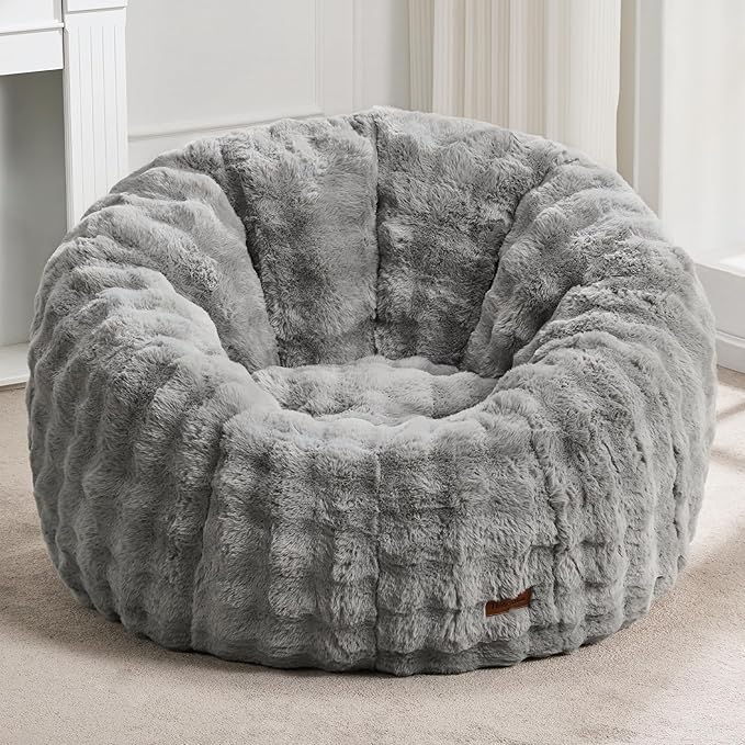 Hobestluk Bean Bag Chair Oversized Bean Bag Chair for Adults Donut-Shaped Large Bean Bag with Spacious Design for Living Room Bedroom or Reading Nook (Bubble Grey)-Ruum Studio Home