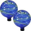 Sunnydaze 10-Inch Gazing Ball for Garden - Glass Gazing Globe for Outside - Garden Orb Yard Decor - Northern Lights - Set of 2-Ruum Studio Home