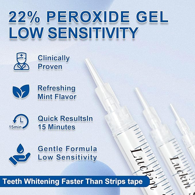 LUCKIN SMILE 10*3ML Teeth Whitening Gel Refill with 22% Carbamide Peroxide Suitable for Sensitive Teeth Whitening, 60 Whitening Treatments, Teeth Whiteners Used in Conjunction with Teeth Whitening Kit-Ruum Studio Home
