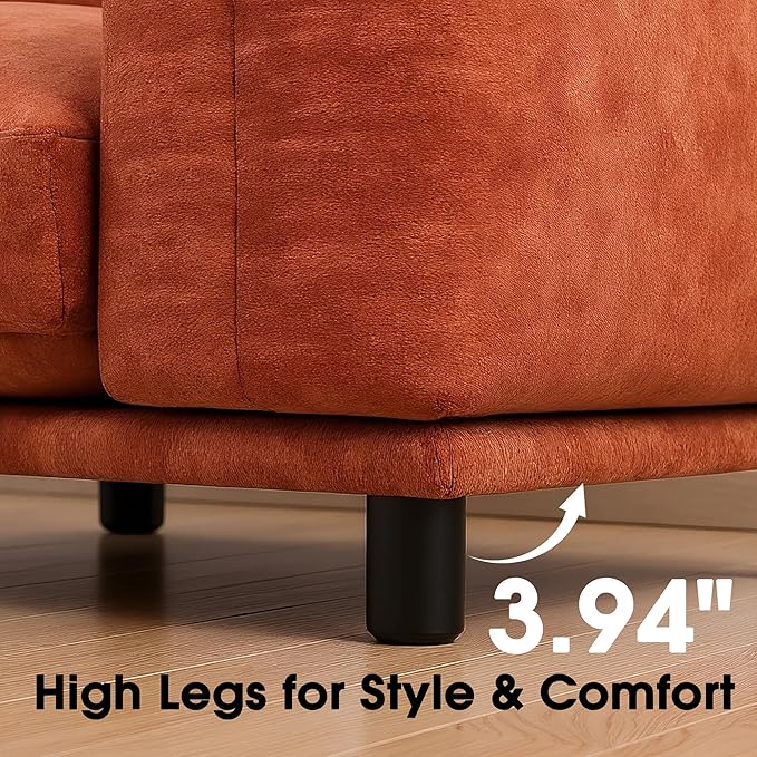 Modern Minimalist Chenille Modular Sectional Sofa, Oversized Couch and Loveseat Set with Thick Cushions, Upholstered Sofa for Small Spaces, Living Room, Bedroom, Office, Apartment(Orange,75" Loveseat)-Ruum Studio Home