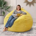 3.5FT Bean Bag Chairs Teardrop Bean Bag Chair for Adults Beanbag Chair with Memory Foam Filled Machine Washable Cover for Living Room, Bedroom (Large,Yellow)-Ruum Studio Home
