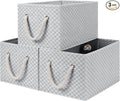 StorageWorks Storage Baskets for Shelves, Foldable Fabric Closet Storage Bins with Handles, Fabric Storage Bins Clothes Organizer, Gray Check, 3-Pack, Large-Ruum Studio Home