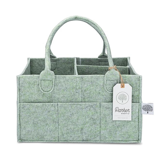 Parker Baby Diaper Caddy - Nursery Storage Bin and Car Organizer for Diapers and Baby Wipes - Sage Green, Regular-Ruum Studio Home