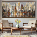 Mofutinpo Abstract Modern Canvas Wall Art for Living Room Cityscape New York Wall Decor City Theme Paintings Brown Framed Pictures Office Artwork Wall Decor Bedroom Above Bed-Ruum Studio Home