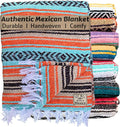 Del Mex Classic Mexican Blanket, Large Authentic Woven Falsa Throw (70"x50"), Artisan Southwest Décor for Beach, Yoga, Outdoors (Mint/Tan/Orange)-Ruum Studio Home
