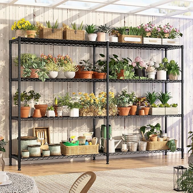 REIBII 70"W Metal Shelving, Storage Shelves 4-tier Wire Shelving Unit Load 1240LBS Metal Shelves for Storage Adjustable Shelving Rack for Pantry Kitchen Commercial school Garage 70"W*15.8"D*62.9"H-Ruum Studio Home