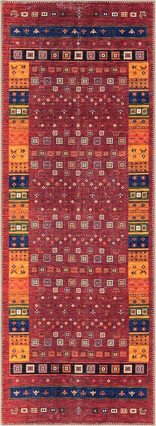 Keen Home Design 2x7 Rug - Machine Washable Runner Rug with Non-Slip Backing, Ideal for Hallway, Entryway, Kitchen, Laundry Room - Vintage, Easy Clean, Durable, Low Pile Rug - (2'6" x 7')-Ruum Studio Home
