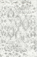 Unique Loom Rosso Collection Vintage, Geometric, Bohemian, Traditional, Distressed, Southwestern Area Rug, Rectangular 4' 0" x 6' 0", Light Gray/Ivory-Ruum Studio Home