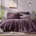 Monbix Queen Comforter Set - 7 Pieces Cationic Dyeing Italian Plum Bed in a Bag Queen Bedding Sets with Comforter, Sheets, Pillowcases & Shams, Reversible Bedding Comforters Sets-Ruum Studio Home