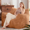Giant Bean Bag Chairs for Adults Teens, Large Bean Bag Sofa Chairs with Filling Comfy Fuzzy BeanBag Chair with Armrests for Bedroom Living Room Reading (Brown, Large)-Ruum Studio Home