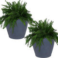 Sunnydaze 24-Inch Anjelica Large Plastic Pot for Plants - Outdoor Polyresin Round Planter with Drillable Drainage Holes - Slate - 2pk-Ruum Studio Home