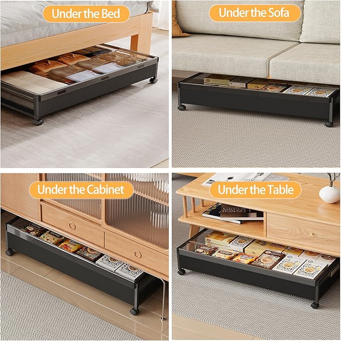 Under Bed Storage Containers with Wheels, 80L Extra-large Underbed Shoe Storage Organizer 2 Pack with Removable Lids, Large Rolling Under Bed Storage Dresser Drawers for Clothes Shoes Blankets-Ruum Studio Home