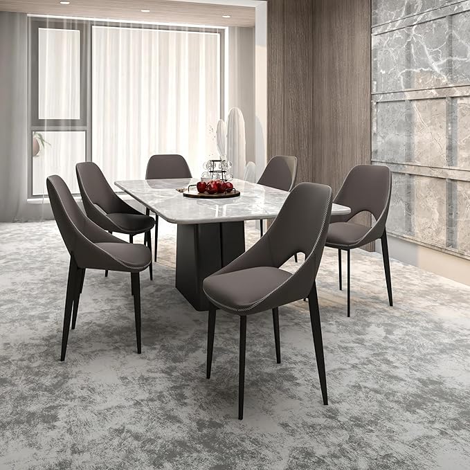 LeisureMod Amalfi Upholstered Fabric Dining Chair – Modern Side Chair with Iron Legs, Mid-Century Accent Chair for Dining Room or Kitchen-Ruum Studio Home
