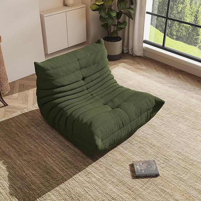 Bean Bag Chair, Oversized Bean Bag Chair for living Room, Fireside Chair for adults with Memory Foam Filled, Big Accent Sofa Lounge Floor Sofa for Gaming, Reading, Relax, No Assembly Required. (Green)-Ruum Studio Home
