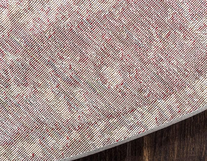 Unique Loom Rosso Collection Vintage, Traditional, Bohemian, Geometric, Distressed, Southwestern Area Rug, 3' 3" x 3' 3", Gray/Ivory-Ruum Studio Home