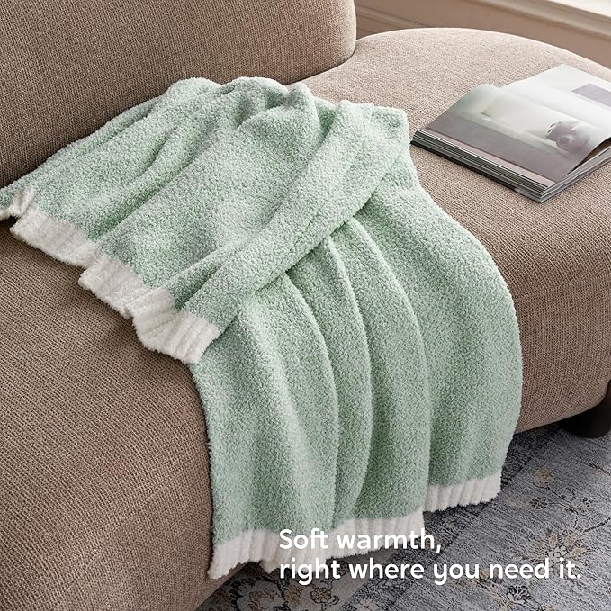 Joiedomi Throw Blanket for Couch Bed, Sage Green Knitted Blankets Gifts for Women Mom Girls, Cozy Cute Soft Throw Home Room Decor Aesthetic for Women Mothers Birthday Gifts 50x60 Inches-Ruum Studio Home