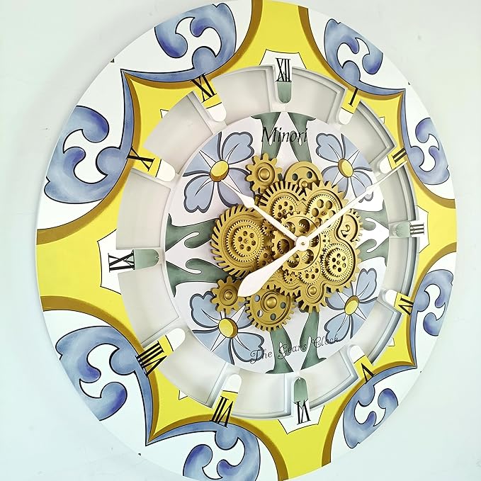 The Gears Clock Wall Clock Italy Collection with Moving Gears (Minori, 36 inch Round)-Ruum Studio Home