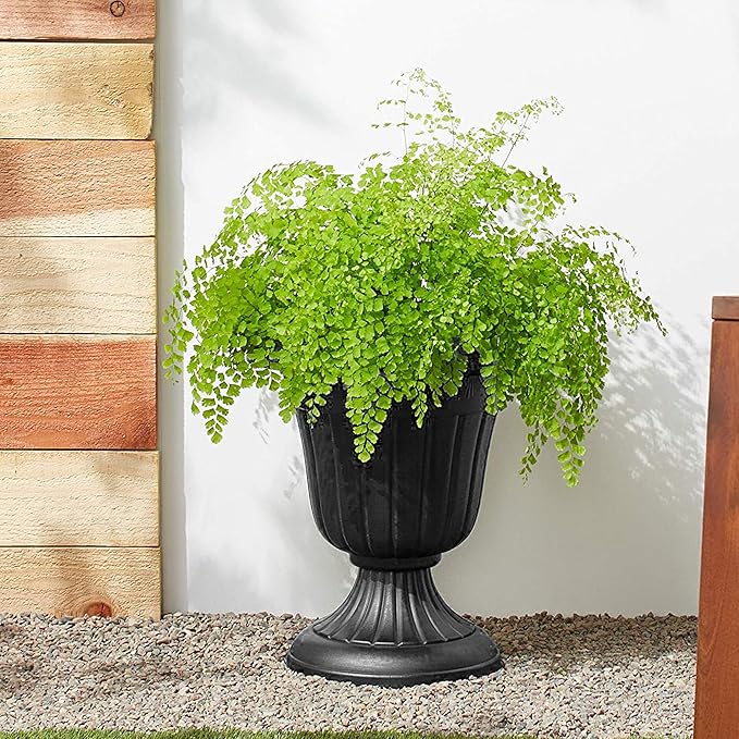 PL00BK Classic Traditional Plastic Urn Planter, Black-Ruum Studio Home