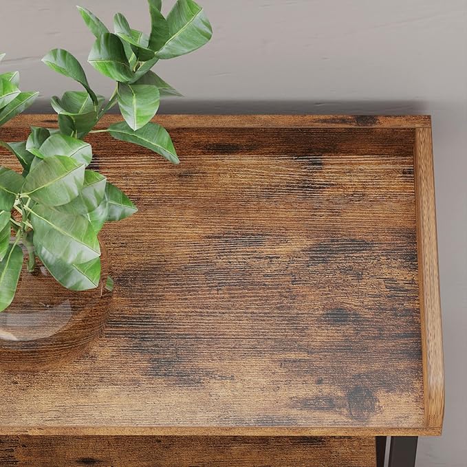 IRONCK Console Table, Sofa Table with Power Outlet, Farmhouse Hallway Table for Entryway, Living Room, Height Adjustable, Easy Assembly, Rustic Brown, 43"-Ruum Studio Home