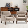 Kidol & Shellder Light Brown Oversized Accent Chair for Living Room Set of 2 Modern Reading Chair with Back Upholstered Comfy Single Sofa Chair for Bedroom Lounge Side Corner Boucle Fabric Armchair-Ruum Studio Home