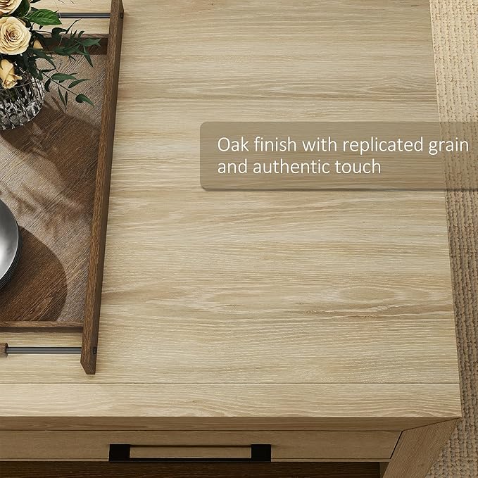 Hazel Coffee Table with 4 Storage Drawers and Open Shelf, Metal Handles, Rectangular Modern Luxury Table for Living Room-Ruum Studio Home