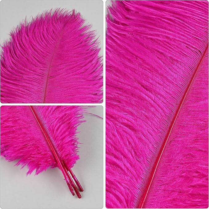 THARAHT Hot Pink Ostrich Feathers 12pcs Natural Bulk 8-10Inch 20cm-25cm for Crafts Wedding Party Centerpieces Easter Gatsbi and Home Decoration Feathers-Ruum Studio Home