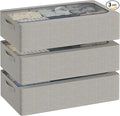 3PCS Under Bed Storage Bins with Metal Frame, Linen Fabric Frame Storage Box Clothes Organizer Bins, Underbed Container with Clear Window (Light Grey, 15.7 x 13 x 6IN)-Ruum Studio Home