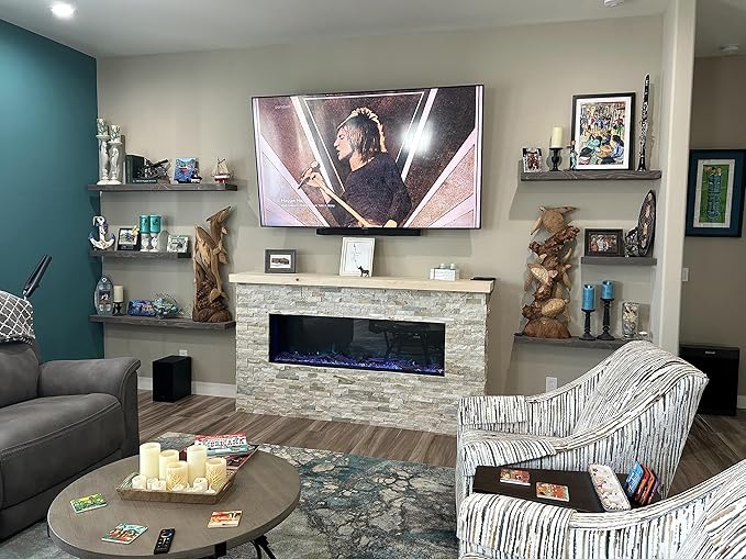 Joel's Antiques - 48 Inch Wooden Floating Shelves for Wall - 48x8x2 in - Made of Natural Wood - Long Heavy Duty Wall - Made in USA - Perfect for Living Room, Kitchen - Grey-Ruum Studio Home