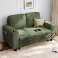 LINSY HOME Loveseat Sofa with Storage - Comfy Plush Corduroy 2 Seater Sofa with USB Charging & Cup Holders, Deep Seat Love Seat for Small Spaces Living Room Bedroom Apartment, Green-Ruum Studio Home