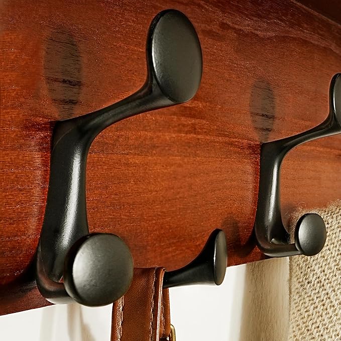SKOLOO Wall Shelf with Hooks, 24-Inch Cherry Coat Rack Wall Mount with Shelf Organizer - Lightweight & Sturdy, 5 Tri Hooks - Perfect for Entryway, Hallway, Living Room, Bedroom, Mudroom-Ruum Studio Home