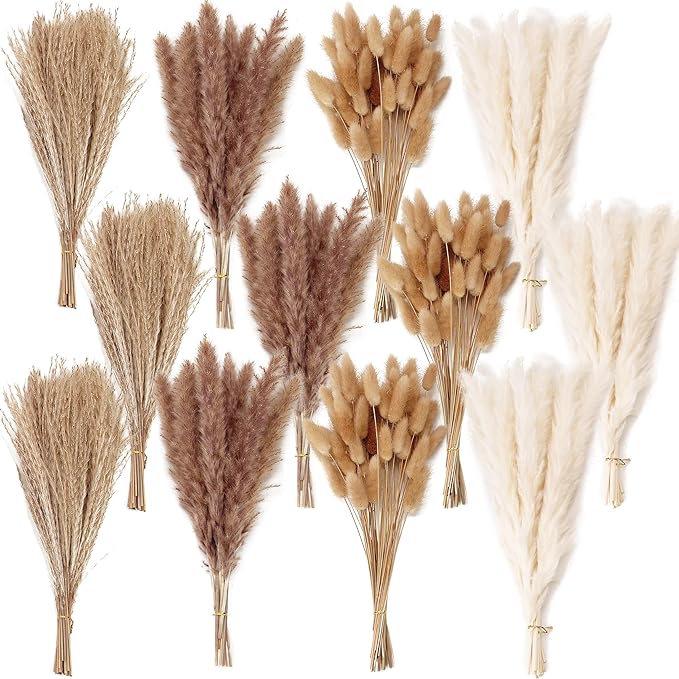 300 PCS Dried Flower Bouquet – Pampas Grass, Floral Decor for Home, Wedding, and Boho Style | Perfect for Vases, Fall, Spring, Summer, and Winter Arrangements-Ruum Studio Home