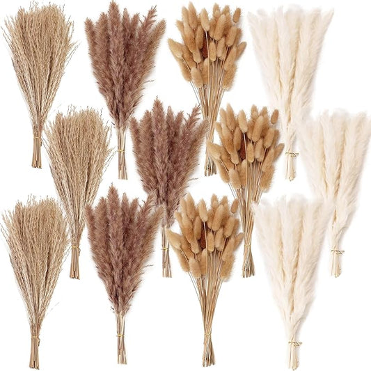 300 PCS Dried Flower Bouquet – Pampas Grass, Floral Decor for Home, Wedding, and Boho Style | Perfect for Vases, Fall, Spring, Summer, and Winter Arrangements-Ruum Studio Home