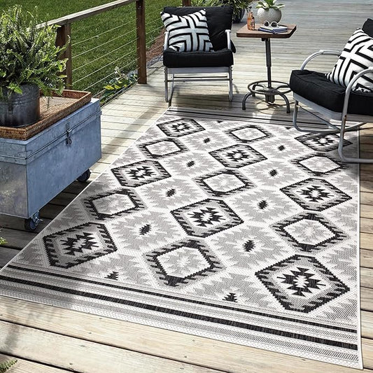 Keen Home Design Outdoor Runner Rug - 6x9 Washable Indoor/Outdoor Rug for Patio, Balcony, Kitchen, Garden, Beach, Deck and Porch. Size: 6'7" x 9'2"-Ruum Studio Home